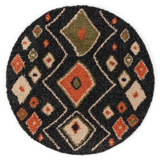 Rond hoogpolig vloerkleed bohemian Artisan - antraciet/multi - overzicht