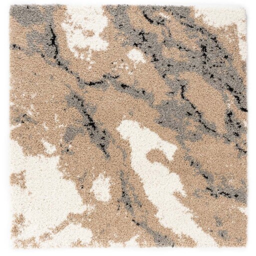 Vierkant hoogpolig vloerkleed Marble Artisan - beige - overzicht