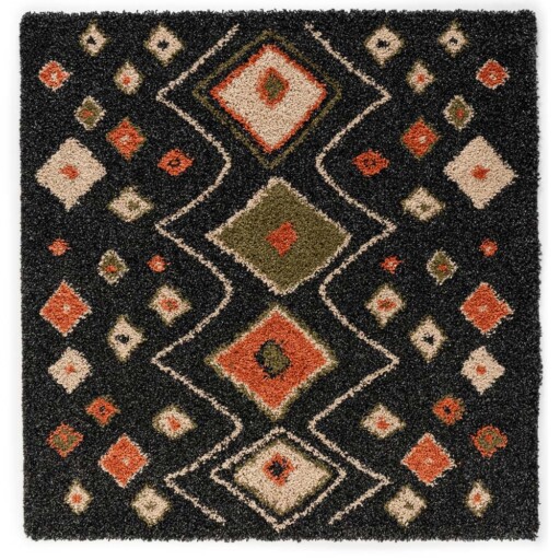Vierkant hoogpolig vloerkleed bohemian Artisan - antraciet/multi - overzicht