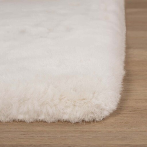 Vierkant hoogpolig vloerkleed - Comfy plus - wit - close up, thumbnail