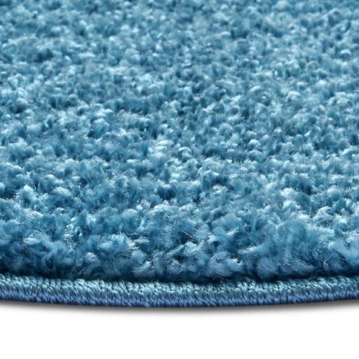 Rond hoogpolig vloerkleed Amelie - blauw - close up, thumbnail