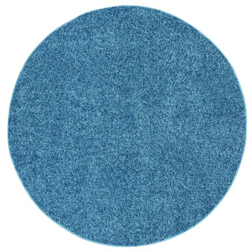Rond hoogpolig vloerkleed Amelie - blauw - overzicht boven