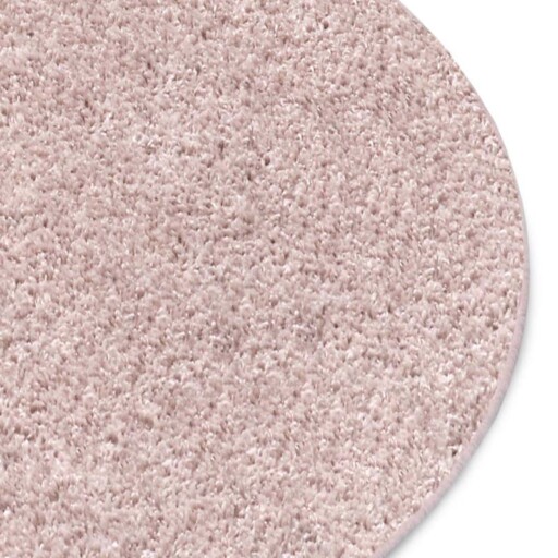 Rond hoogpolig vloerkleed Amelie - roze - close up, thumbnail
