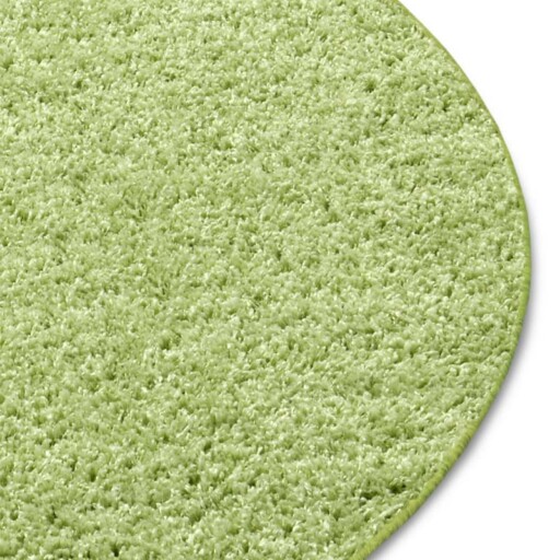 Rond hoogpolig vloerkleed Amelie - groen - close up, thumbnail