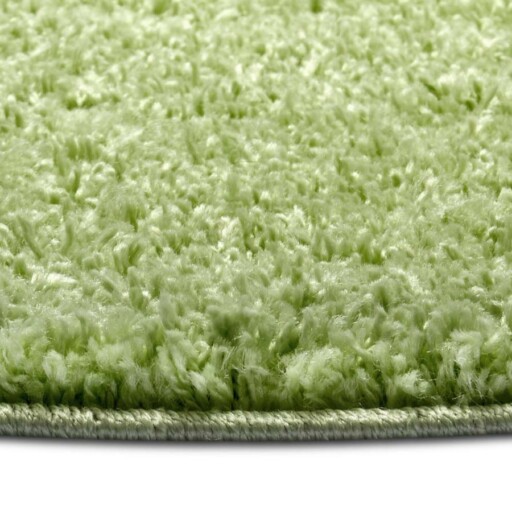 Rond hoogpolig vloerkleed Amelie - groen - close up, thumbnail