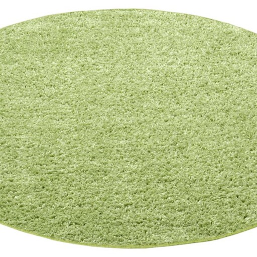 Rond hoogpolig vloerkleed Amelie - groen - overzicht schuin, thumbnail