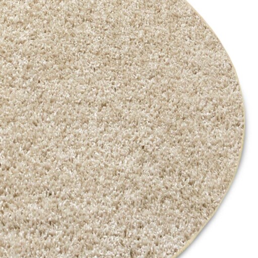 Rond hoogpolig vloerkleed Amelie - beige - close up, thumbnail