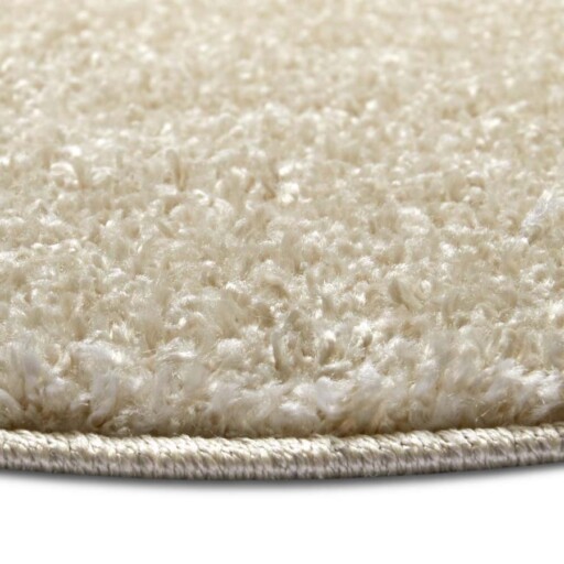 Rond hoogpolig vloerkleed Amelie - beige - close up, thumbnail
