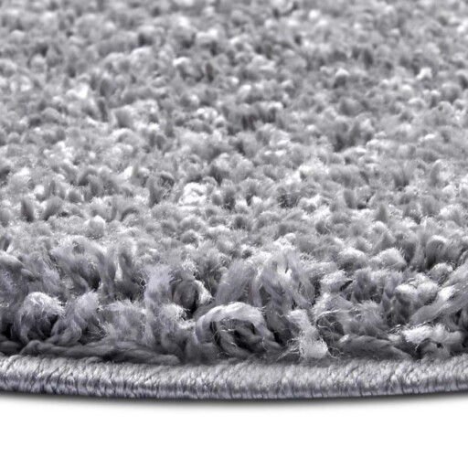 Rond hoogpolig vloerkleed Amelie - grijs - close up, thumbnail