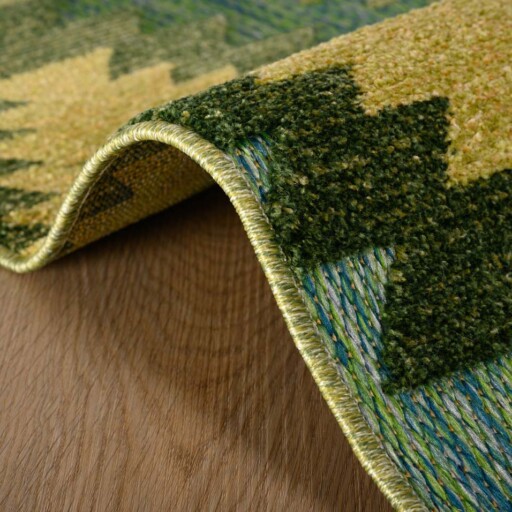 Balkonkleed aztek - Verano blauw/groen - close up, thumbnail