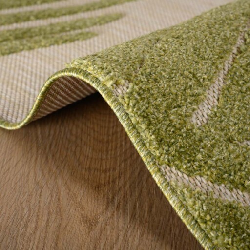 Balkonkleed palmbladeren - Verano beige/groen - close up, thumbnail