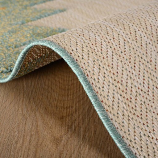 Balkonkleed ruit aztek - Verano groen/terra - close up, thumbnail