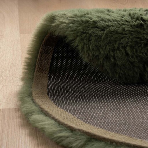 Kindervloerkleed Walvis - Fluffy olijfgroen - close up, thumbnail