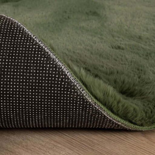 Kindervloerkleed schaap - Fluffy olijfgroen - close up, thumbnail