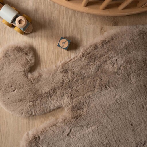 Kindervloerkleed Olifant - Fluffy taupe - close up, thumbnail