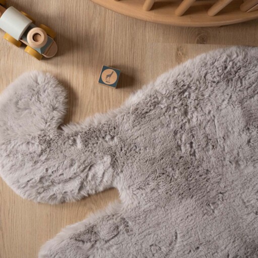 Kindervloerkleed Olifant - Fluffy lichtgrijs - close up, thumbnail