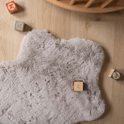 Kindervloerkleed schaap - Fluffy lichtgrijs - close up, thumbnail