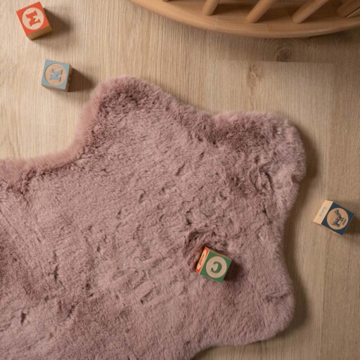 Kindervloerkleed schaap - Fluffy roze - close up, thumbnail