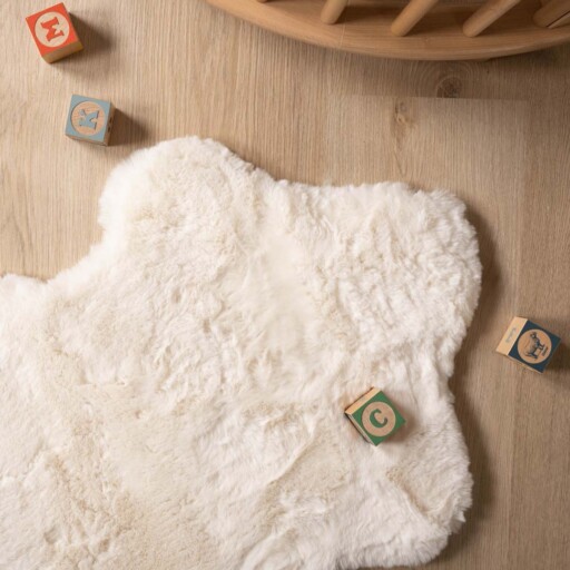 Kindervloerkleed schaap - Fluffy wit - close up, thumbnail