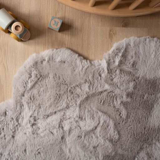 Kindervloerkleed wolkje - Fluffy lichtgrijs - close up, thumbnail