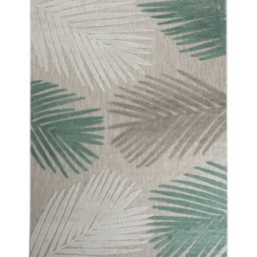 Buitenkleed palmbladeren - Verano grijs/mint - overzicht