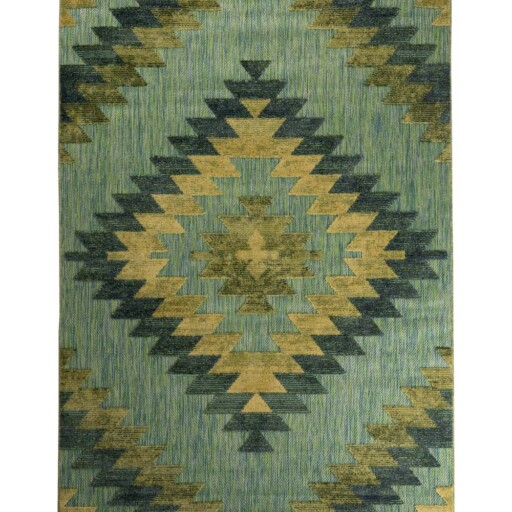 Buitenkleed ruit aztek - Verano blauw/groen - overzicht