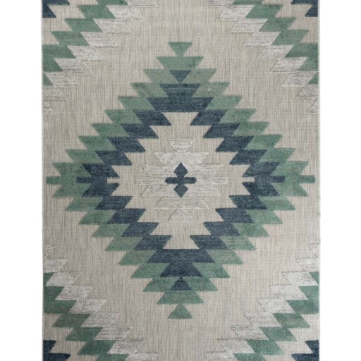 Buitenkleed ruit aztek - Verano grijs/mint - overzicht