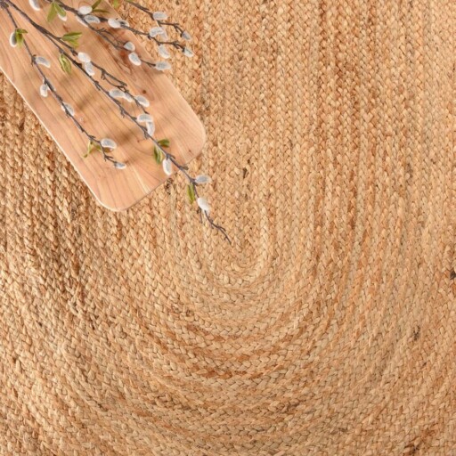 Jute vloerkleed ovaal - Boho & me - naturel - close up, thumbnail