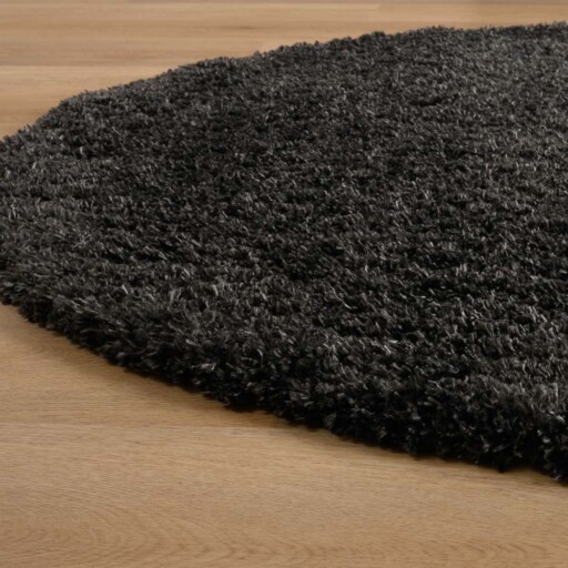 Ovaal hoogpolig vloerkleed - Cozy Shaggy - antraciet - close up, thumbnail