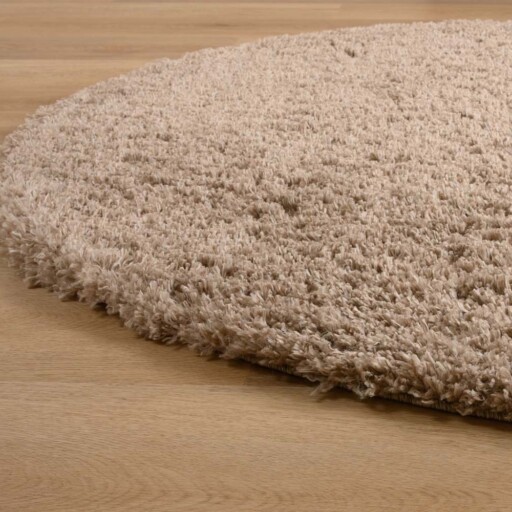 Ovaal hoogpolig vloerkleed - Cozy Shaggy - beige - close up, thumbnail