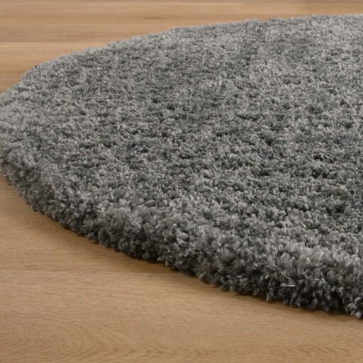 Ovaal hoogpolig vloerkleed - Cozy Shaggy - grijs - close up, thumbnail