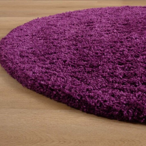 Ovaal hoogpolig vloerkleed - Cozy Shaggy - paars - close up, thumbnail