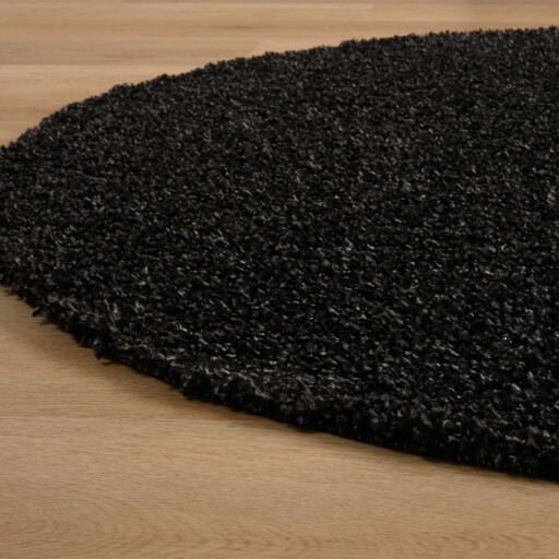 Ovaal hoogpolig vloerkleed shaggy Trend effen - antraciet - close up, thumbnail