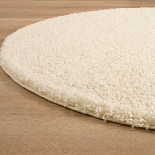 Ovaal hoogpolig vloerkleed shaggy Trend effen - crème - close up, thumbnail