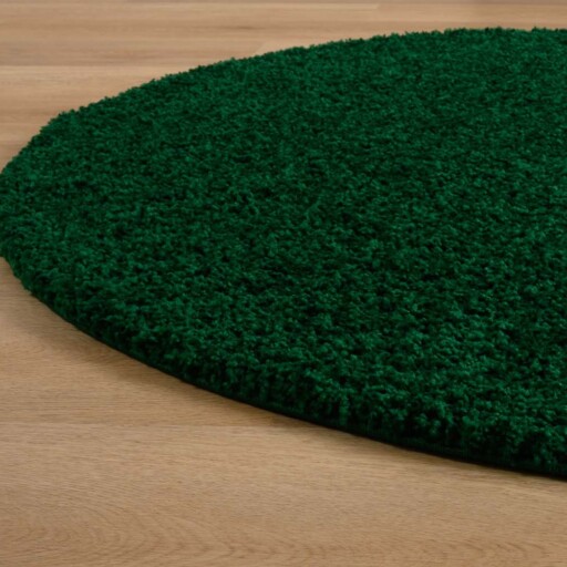 Ovaal hoogpolig vloerkleed shaggy Trend effen - jade - close up, thumbnail