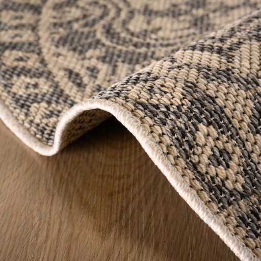 Rond buitenkleed Sunny Oriental - beige/zwart - close up, thumbnail