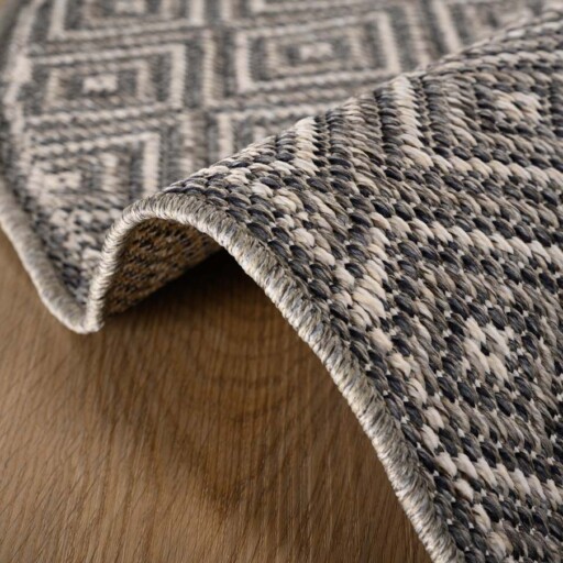 Rond buitenkleed ruiten Sunny Gem - grijs - close up, thumbnail