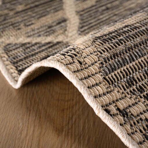 Rond jute buitenkleed ruiten Sunny - naturel - close up, thumbnail