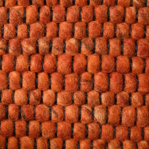 Wollen vloerkleed ovaal - Lett cognac - close up, thumbnail