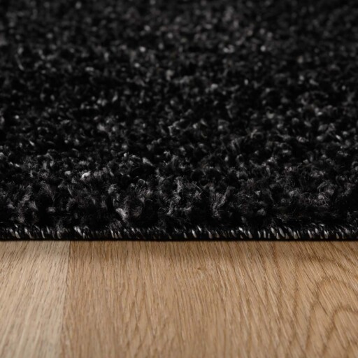 Ovaal hoogpolig vloerkleed shaggy Trend effen - antraciet - close up, thumbnail