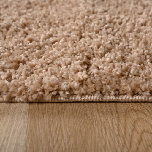 Ovaal hoogpolig vloerkleed shaggy Trend effen - beige - close up, thumbnail