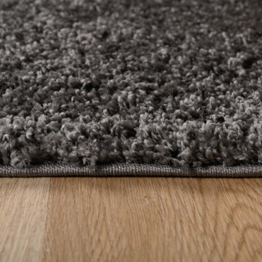 Ovaal hoogpolig vloerkleed shaggy Trend effen - grijs - close up, thumbnail