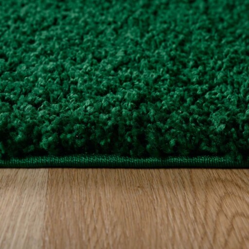 Ovaal hoogpolig vloerkleed shaggy Trend effen - jade - close up, thumbnail