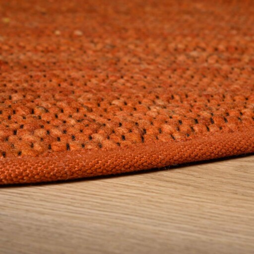 Wollen vloerkleed ovaal - Lett cognac - close up, thumbnail