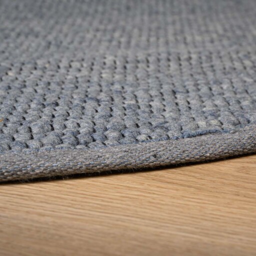 Wollen vloerkleed ovaal - Lett staalblauw - close up, thumbnail