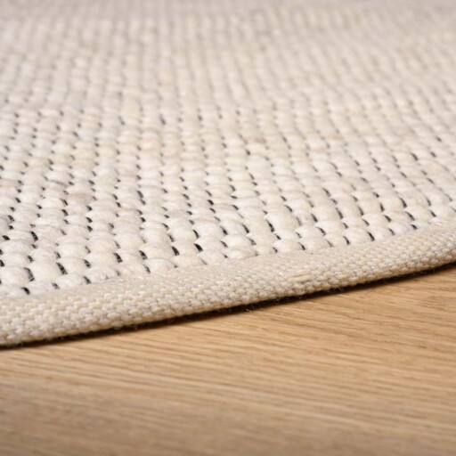 Wollen vloerkleed ovaal - Lett wit - close up, thumbnail