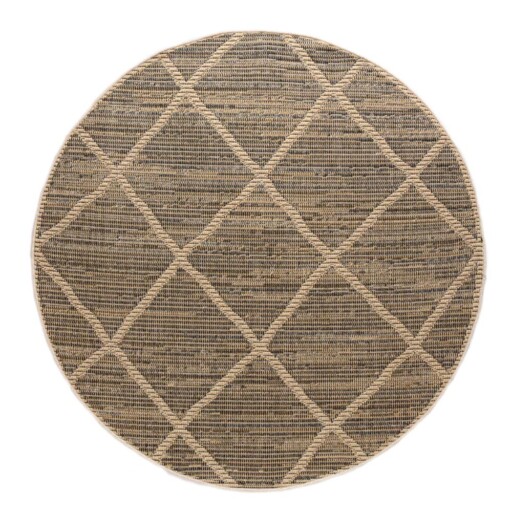 Rond jute buitenkleed ruiten Sunny - naturel - overzicht, thumbnail