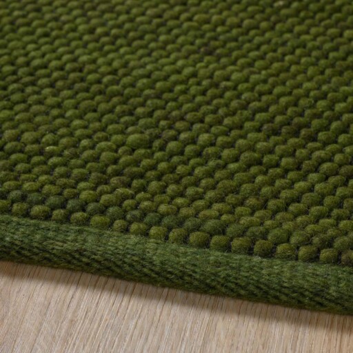 Wollen vloerkleed Lett - groen - close up zijkant, thumbnail