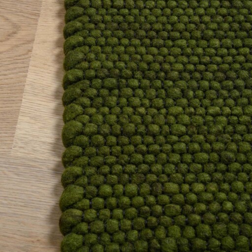 Wollen vloerkleed Lett - groen - close up zijkant, thumbnail
