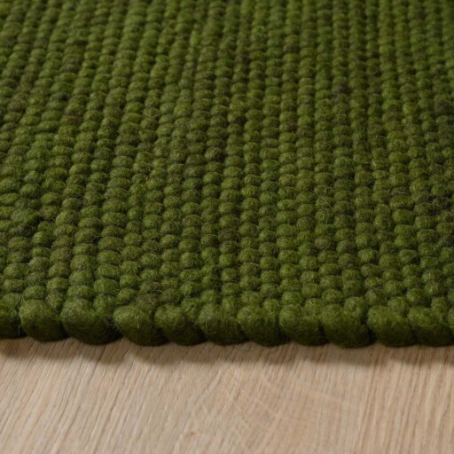 Wollen vloerkleed Lett - groen - close up zijkant, thumbnail